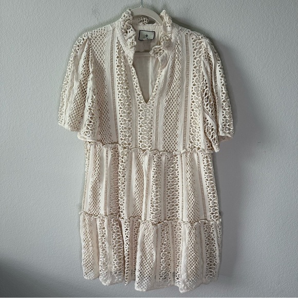 Tuckernuck Ivory Sand Crawford Lace Mini Dress SZ XL - Picture 2 of 7